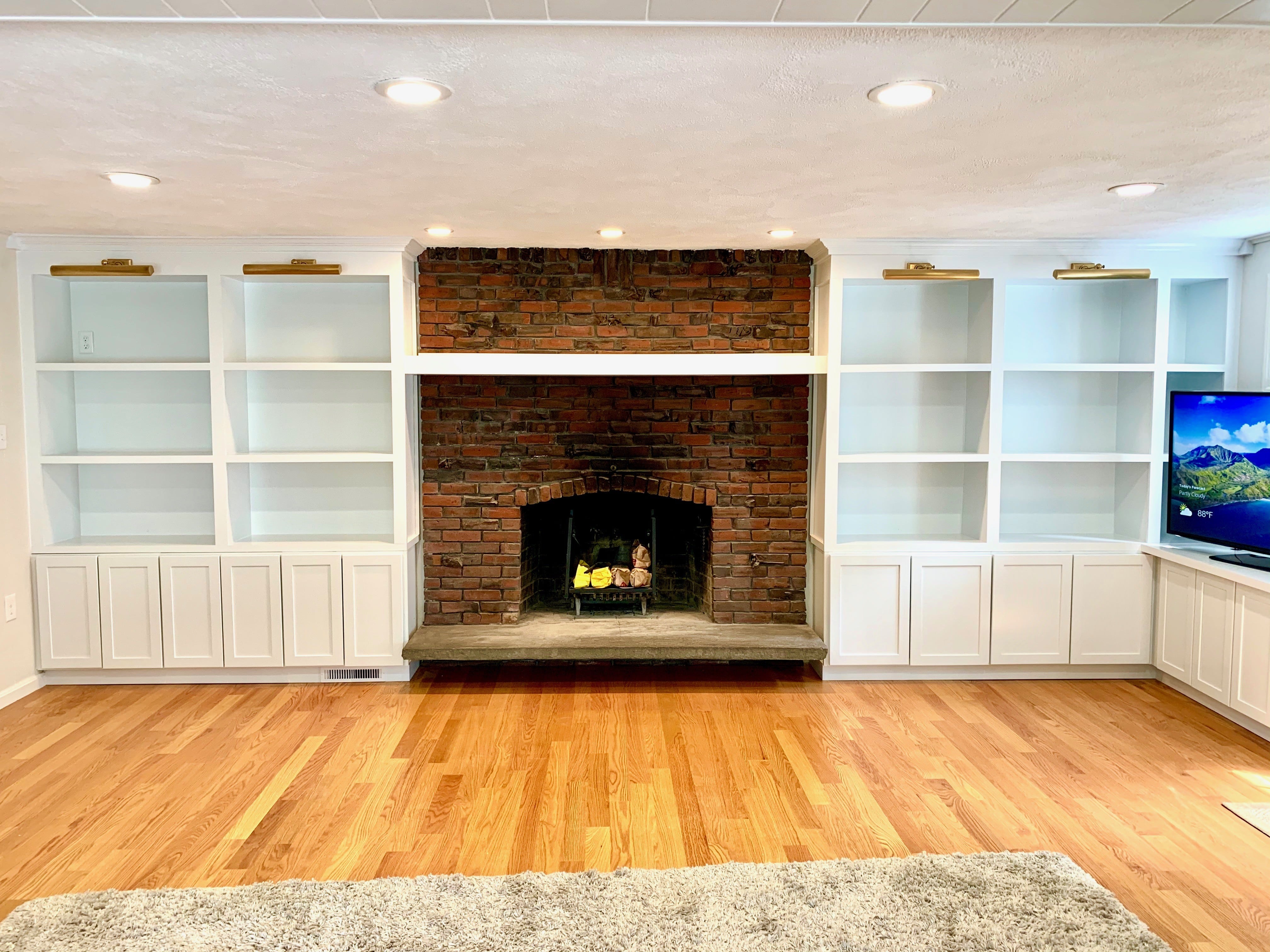 Cabinets with a Fireplace